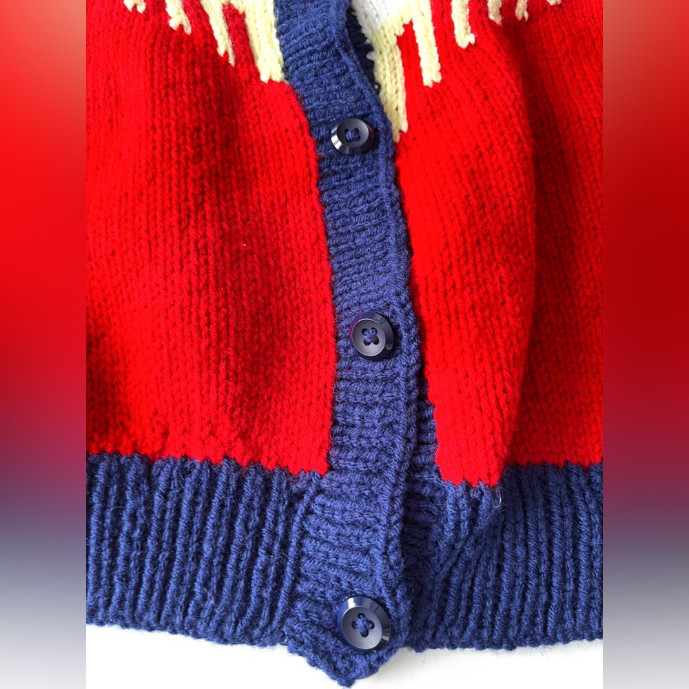 ‼️SOLD‼️ One Of A Kind Knit Handmade Western Cowboy Colour Block‎ Cardigan - Picture 14 of 14